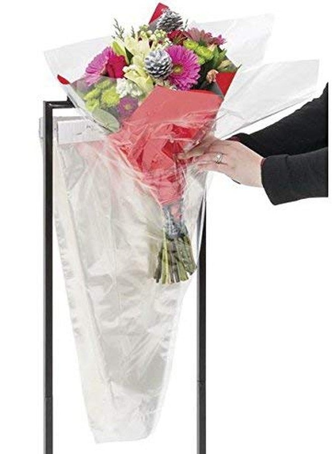 A&A Flower Bouquet Unprinted 37 Micron Clear Cellophane Bags Plastic Sleeve Bag 100 pcs (17.5x25x4.5 in.) - Image 2